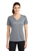 Sport-Tek LST340 Womens RacerMesh Moisture Wicking Short Sleeve V-Neck T-Shirt Silver Grey Model Front