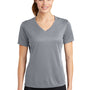 Sport-Tek Womens RacerMesh Moisture Wicking Short Sleeve V-Neck T-Shirt - Silver Grey