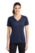 Sport-Tek LST340 Womens RacerMesh Moisture Wicking Short Sleeve V-Neck T-Shirt True Navy Blue Model Front