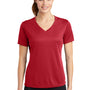 Sport-Tek Womens RacerMesh Moisture Wicking Short Sleeve V-Neck T-Shirt - True Red