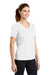 Sport-Tek LST340 Womens RacerMesh Moisture Wicking Short Sleeve V-Neck T-Shirt White Model 3q