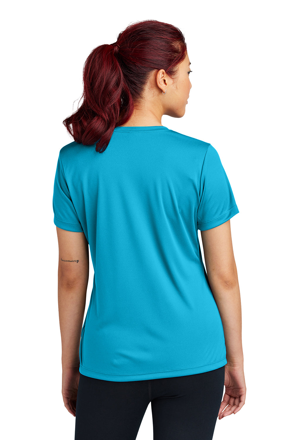 Sport-Tek LST350 Womens Competitor Moisture Wicking Short Sleeve Crewneck T-Shirt Atomic Blue Model Back