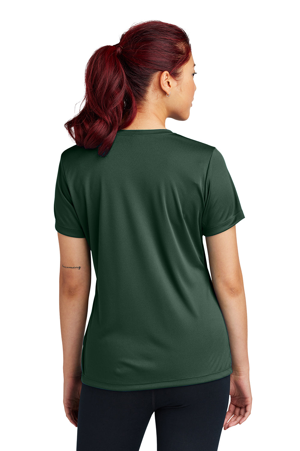 Sport-Tek LST350 Womens Competitor Moisture Wicking Short Sleeve Crewneck T-Shirt Forest Green Model Back