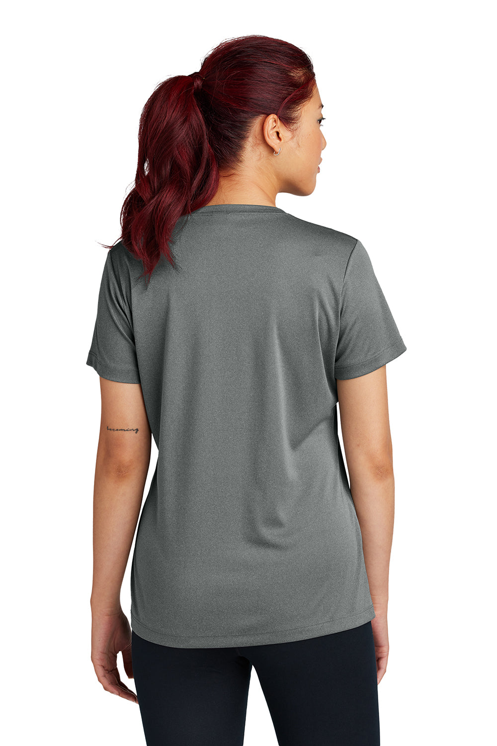 Sport-Tek LST350 Womens Competitor Moisture Wicking Short Sleeve Crewneck T-Shirt Iron Grey Model Back