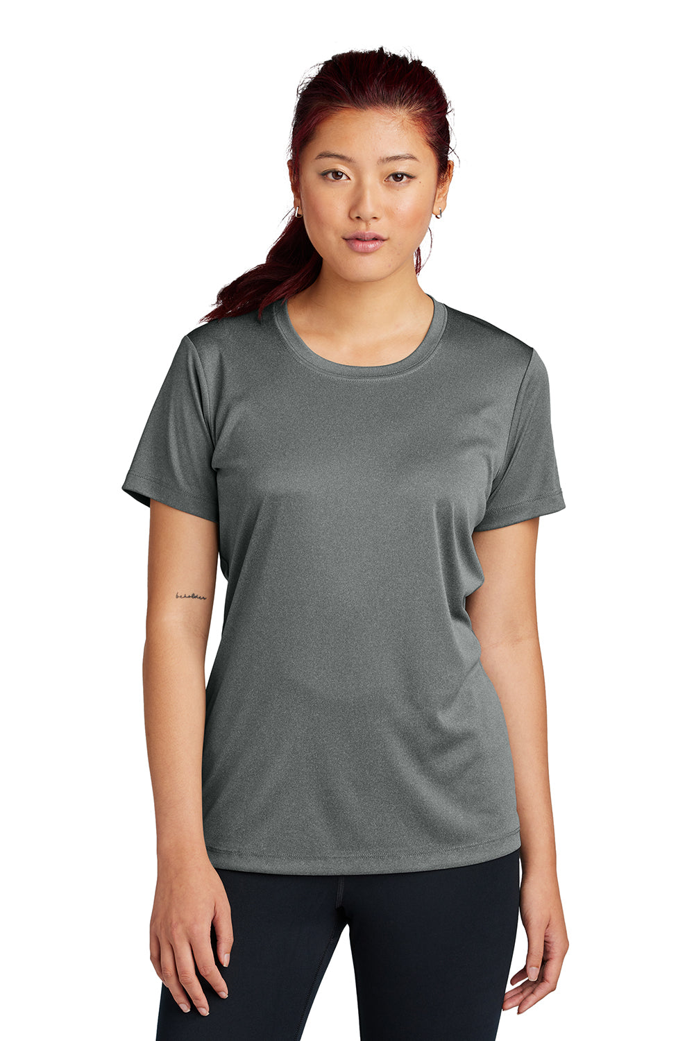 Sport-Tek LST350 Womens Competitor Moisture Wicking Short Sleeve Crewneck T-Shirt Iron Grey Model Front