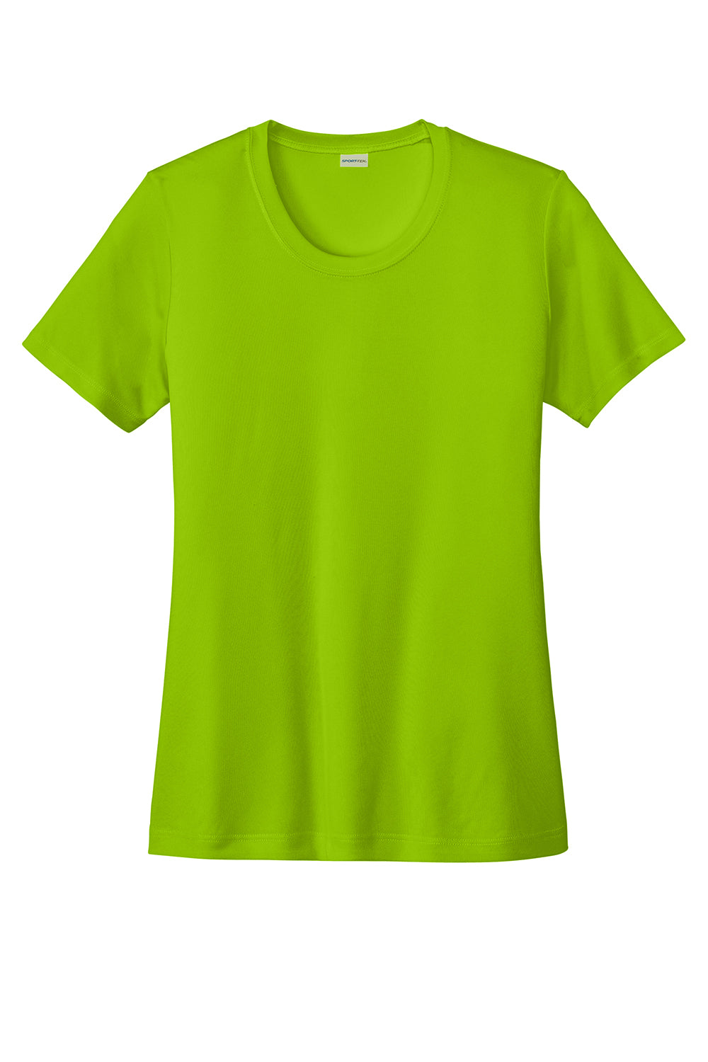 Sport-Tek LST350 Womens Competitor Moisture Wicking Short Sleeve Crewneck T-Shirt Lime Shock Green Flat Front