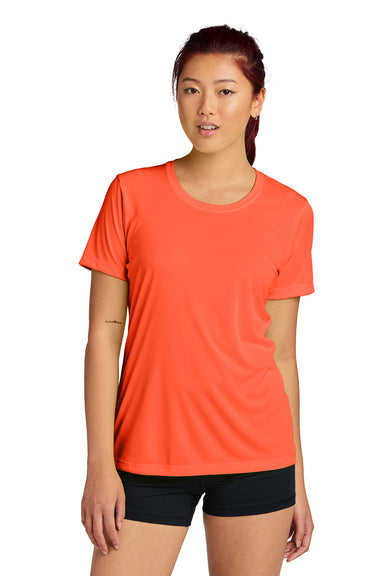 Sport-Tek LST350 Womens Competitor Moisture Wicking Short Sleeve Crewneck T-Shirt Neon Orange Model Front