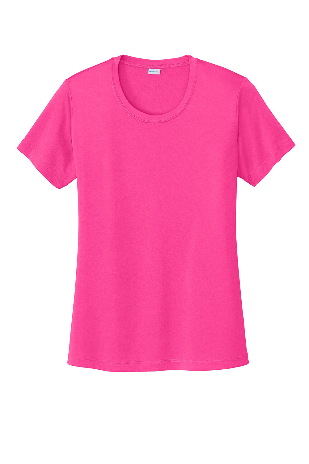 Sport-Tek LST350 Womens Competitor Moisture Wicking Short Sleeve Crewneck T-Shirt Neon Pink Flat Front