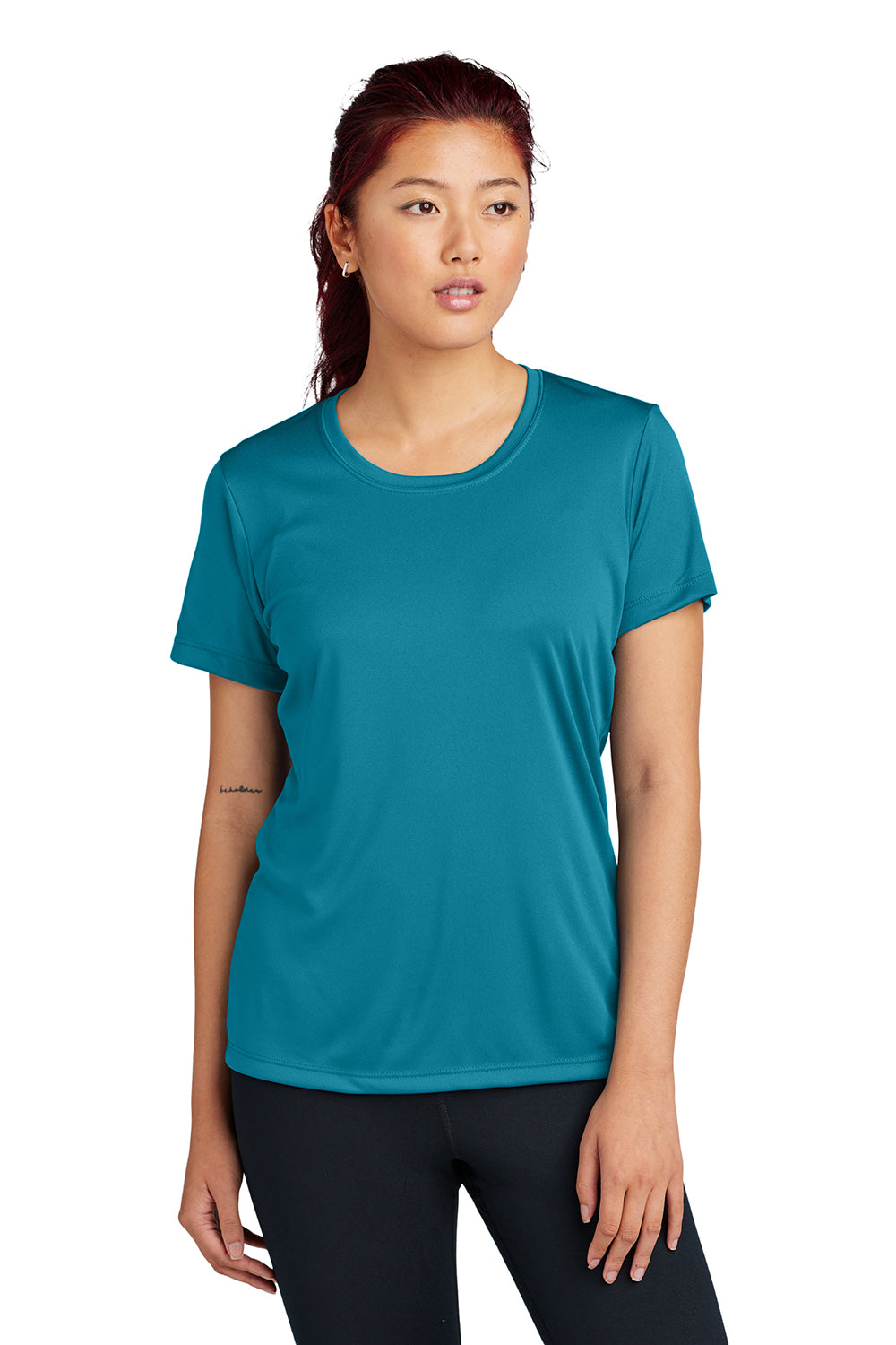 Sport-Tek LST350 Womens Competitor Moisture Wicking Short Sleeve Crewneck T-Shirt Tropic Blue Model Front