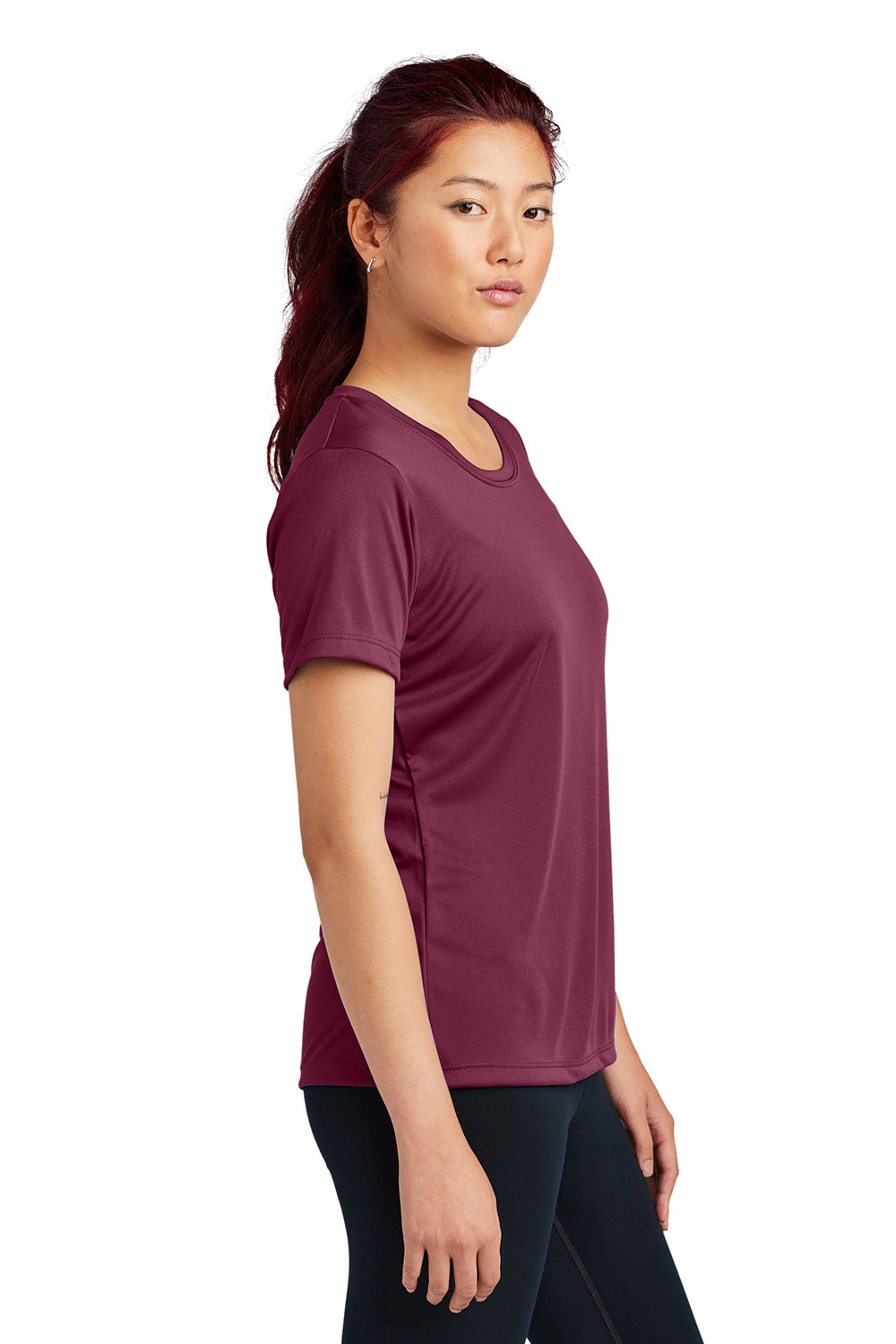 Sport-Tek LST350 Womens Competitor Moisture Wicking Short Sleeve Crewneck T-Shirt Cardinal Red Model Side