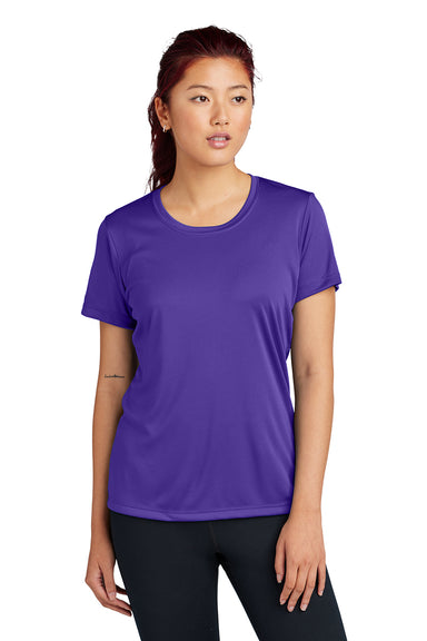 Sport-Tek LST350 Womens Competitor Moisture Wicking Short Sleeve Crewneck T-Shirt Purple Model Front