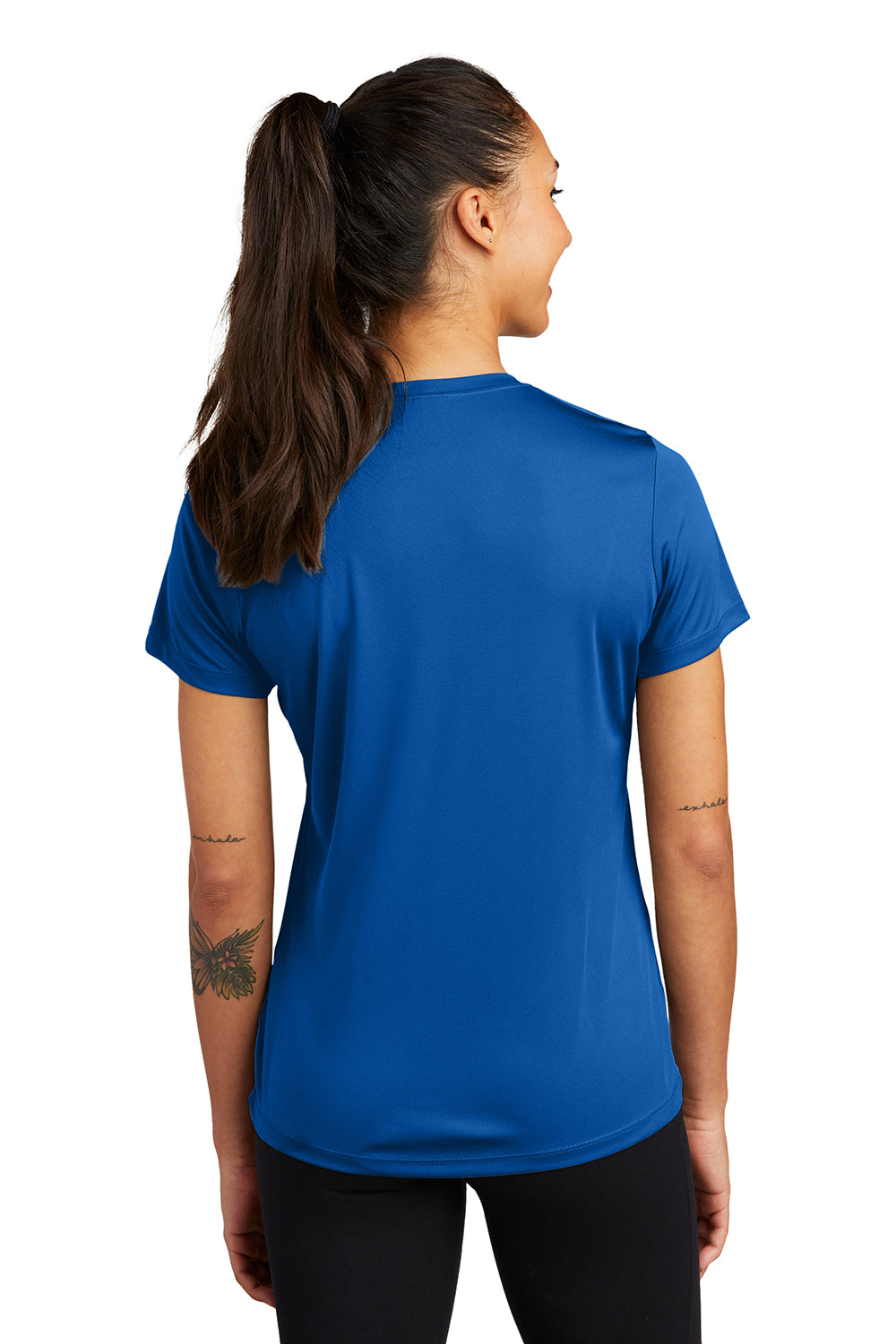 Sport-Tek LST350 Womens Competitor Moisture Wicking Short Sleeve Crewneck T-Shirt True Royal Blue Model Back