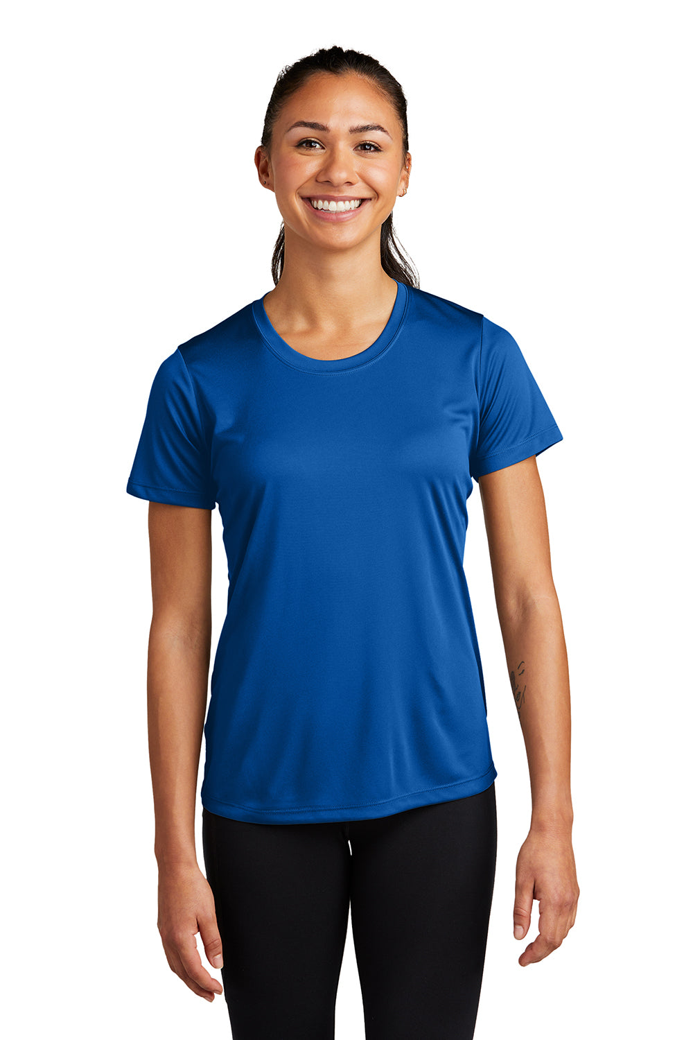 Sport-Tek LST350 Womens Competitor Moisture Wicking Short Sleeve Crewneck T-Shirt True Royal Blue Model Front