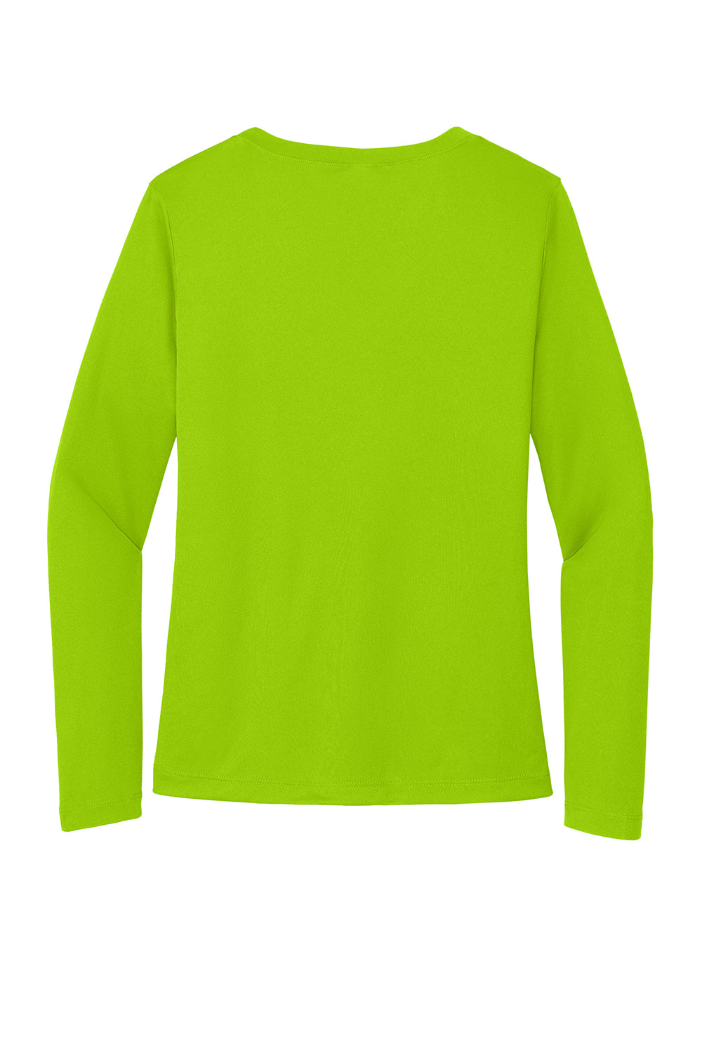 Sport-Tek LST353LS Womens Competitor Moisture Wicking Long Sleeve V-Neck T-Shirt Lime Shock Green Flat Back