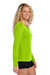 Sport-Tek LST353LS Womens Competitor Moisture Wicking Long Sleeve V-Neck T-Shirt Lime Shock Green Model Side