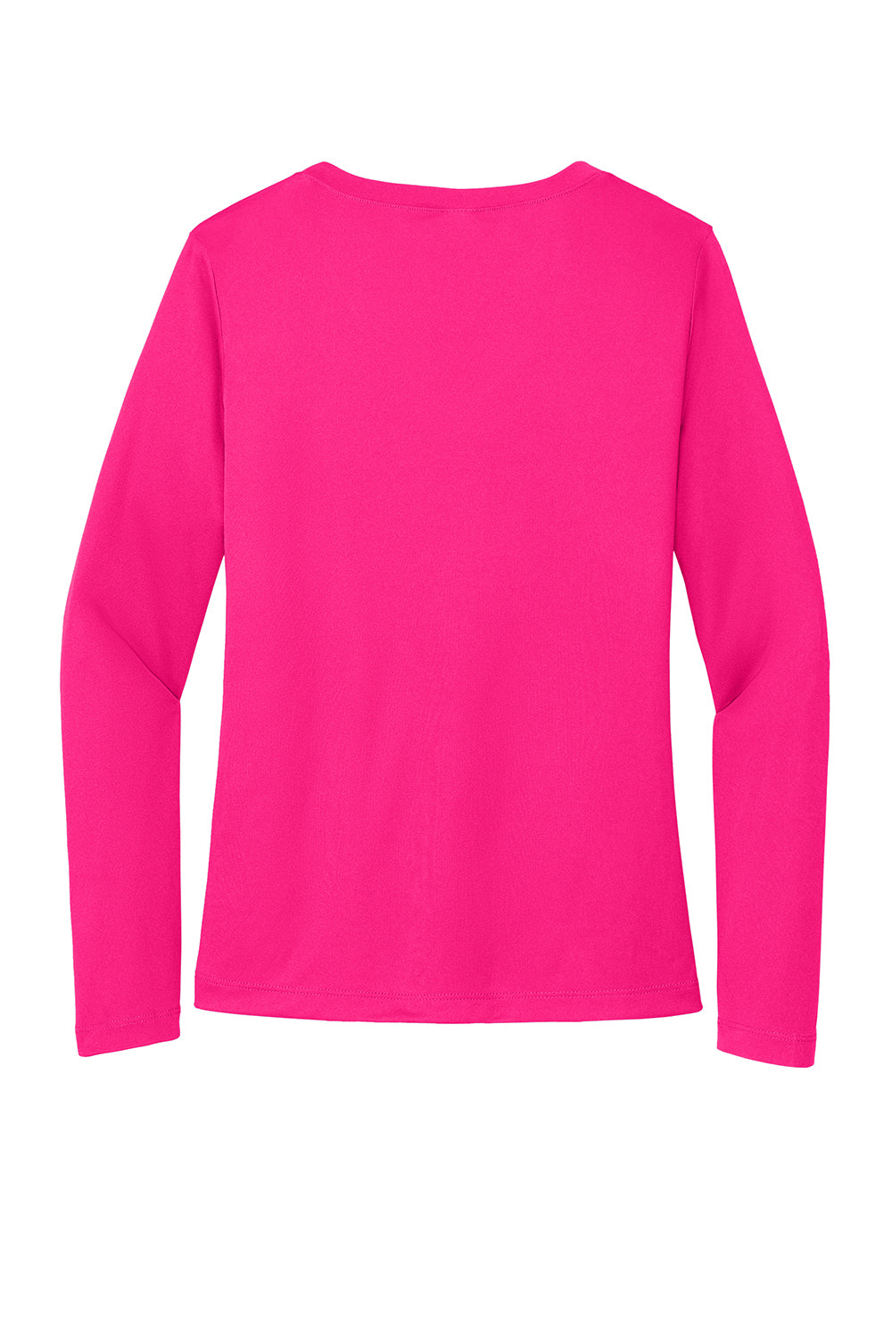 Sport-Tek LST353LS Womens Competitor Moisture Wicking Long Sleeve V-Neck T-Shirt Raspberry Pink Flat Back