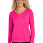 Sport-Tek Womens Competitor Moisture Wicking Long Sleeve V-Neck T-Shirt - Raspberry Pink