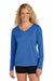 Sport-Tek LST353LS Womens Competitor Moisture Wicking Long Sleeve V-Neck T-Shirt True Royal Blue Model Front