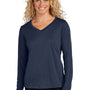 Sport-Tek Womens Competitor Moisture Wicking Long Sleeve V-Neck T-Shirt - True Navy Blue