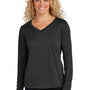 Sport-Tek Womens Competitor Moisture Wicking Long Sleeve V-Neck T-Shirt - Black