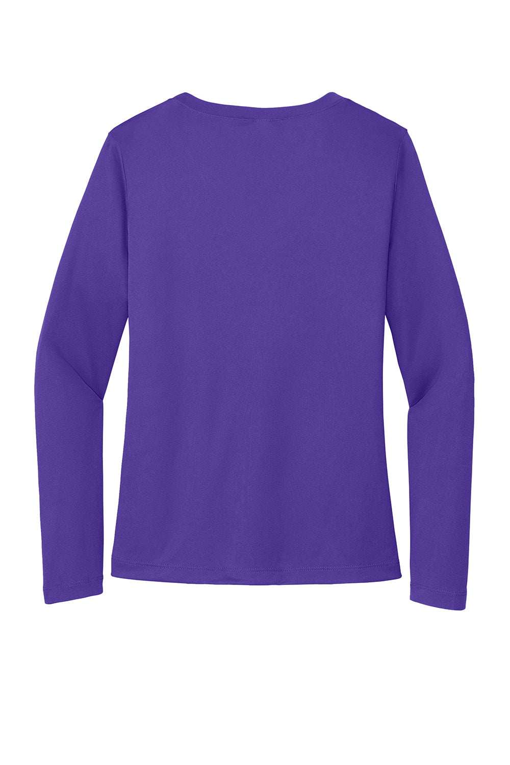 Sport-Tek LST353LS Womens Competitor Moisture Wicking Long Sleeve V-Neck T-Shirt Purple Flat Back