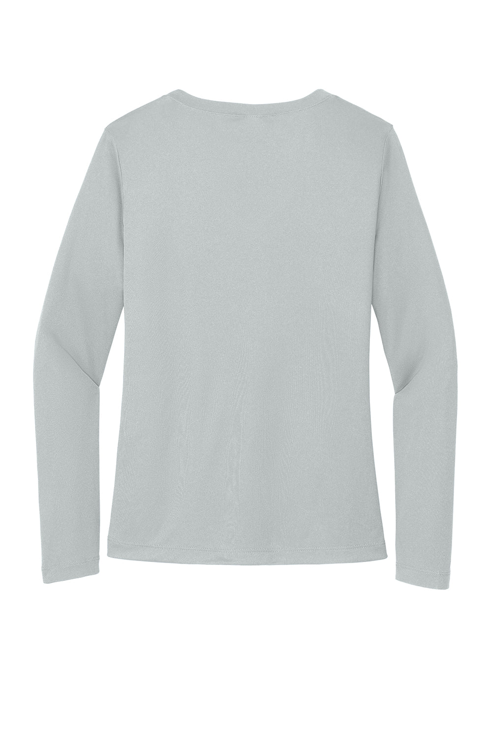 Sport-Tek LST353LS Womens Competitor Moisture Wicking Long Sleeve V-Neck T-Shirt Silver Grey Flat Back