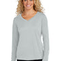 Sport-Tek Womens Competitor Moisture Wicking Long Sleeve V-Neck T-Shirt - Silver Grey