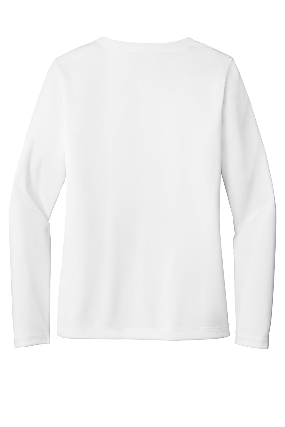 Sport-Tek LST353LS Womens Competitor Moisture Wicking Long Sleeve V-Neck T-Shirt White Flat Back