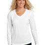 Sport-Tek Womens Competitor Moisture Wicking Long Sleeve V-Neck T-Shirt - White