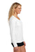 Sport-Tek LST353LS Womens Competitor Moisture Wicking Long Sleeve V-Neck T-Shirt White Model Side