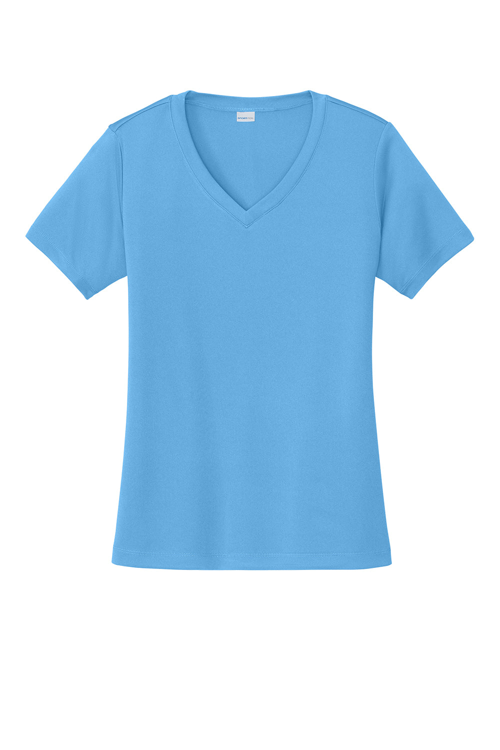 Sport-Tek LST353 Womens Competitor Moisture Wicking Short Sleeve V-Neck T-Shirt Carolina Blue Flat Front