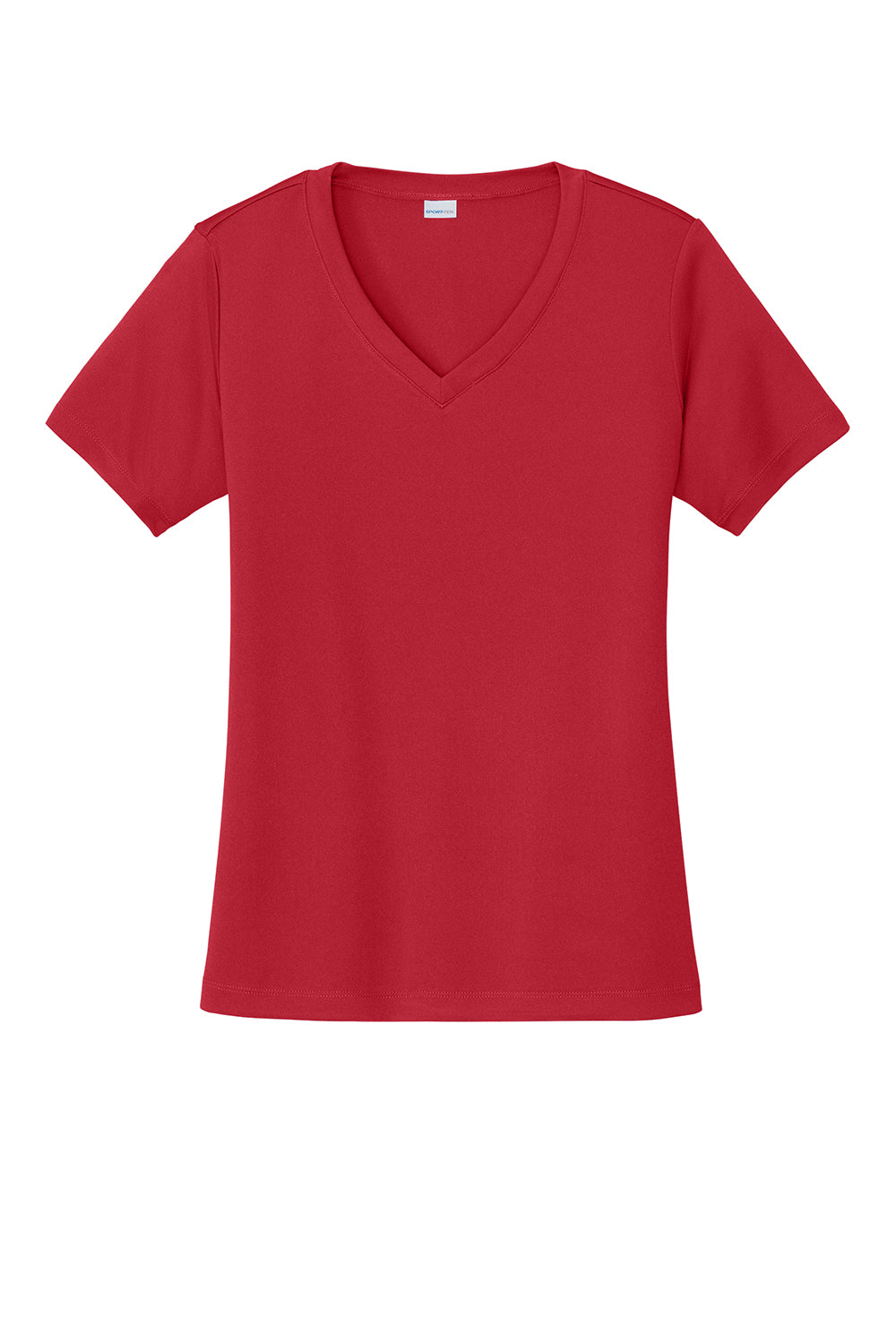 Sport-Tek LST353 Womens Competitor Moisture Wicking Short Sleeve V-Neck T-Shirt Deep Red Flat Front