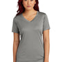 Sport-Tek Womens Competitor Moisture Wicking Short Sleeve V-Neck T-Shirt - Heather Concrete Grey - NEW