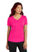 Sport-Tek LST353 Womens Competitor Moisture Wicking Short Sleeve V-Neck T-Shirt Raspberry Pink Model Front