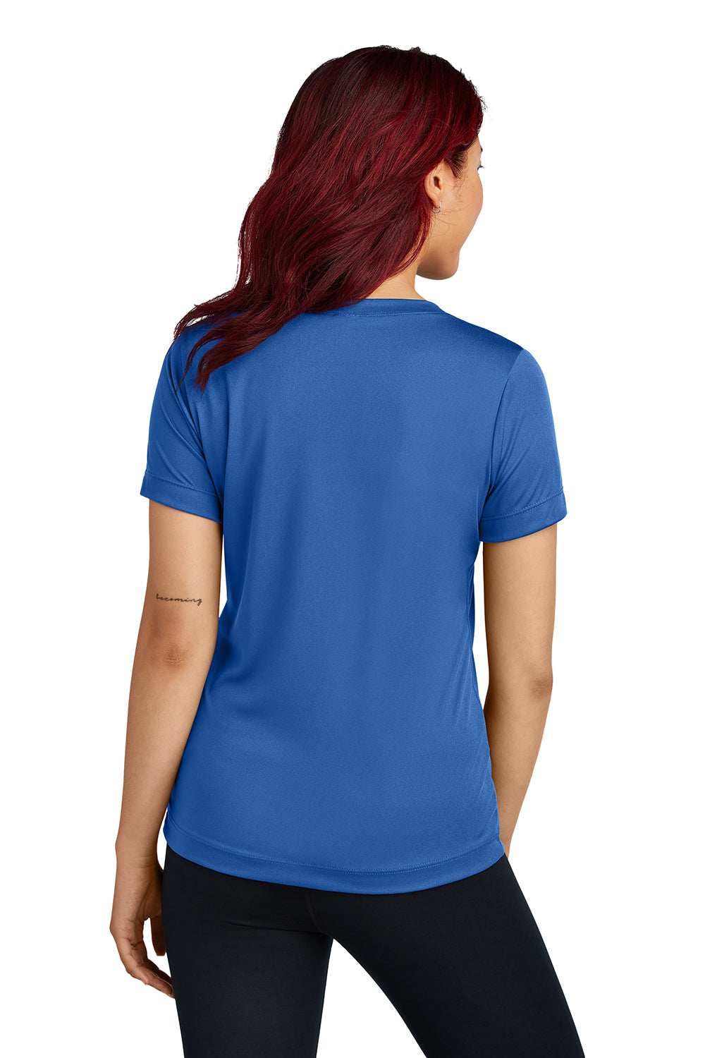 Sport-Tek LST353 Womens Competitor Moisture Wicking Short Sleeve V-Neck T-Shirt True Royal Blue Model Back