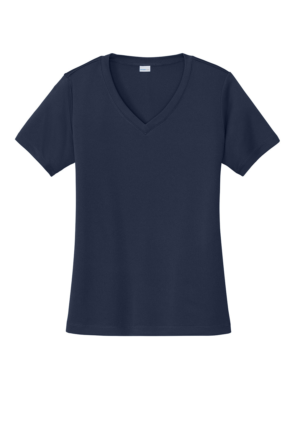 Sport-Tek LST353 Womens Competitor Moisture Wicking Short Sleeve V-Neck T-Shirt True Navy Blue Flat Front