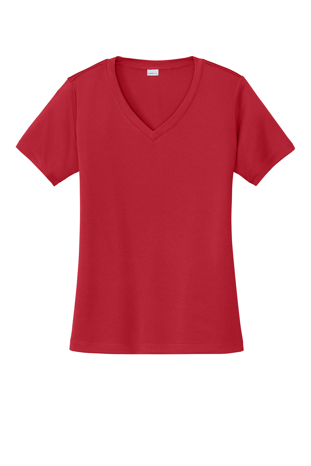 Sport-Tek LST353 Womens Competitor Moisture Wicking Short Sleeve V-Neck T-Shirt True Red Flat Front