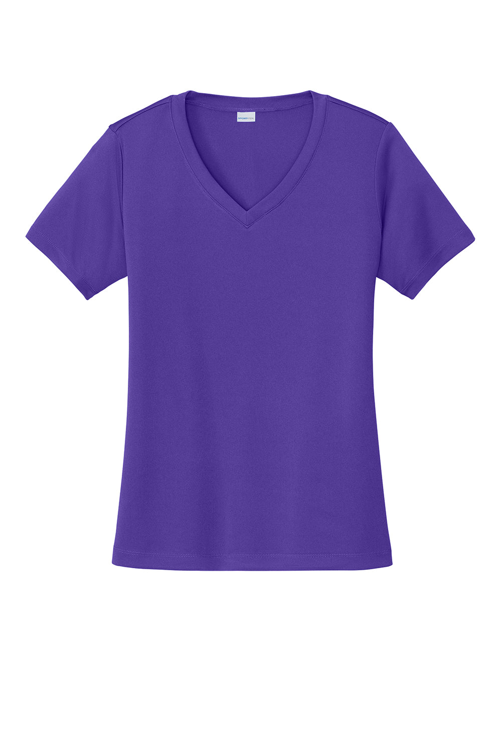 Sport-Tek LST353 Womens Competitor Moisture Wicking Short Sleeve V-Neck T-Shirt Purple Flat Front