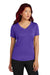 Sport-Tek LST353 Womens Competitor Moisture Wicking Short Sleeve V-Neck T-Shirt Purple Model Front