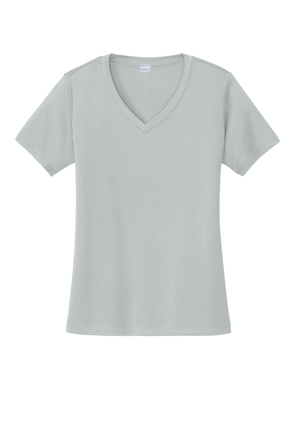 Sport-Tek LST353 Womens Competitor Moisture Wicking Short Sleeve V-Neck T-Shirt Silver Grey Flat Front