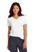 Sport-Tek LST353 Womens Competitor Moisture Wicking Short Sleeve V-Neck T-Shirt White Model Front