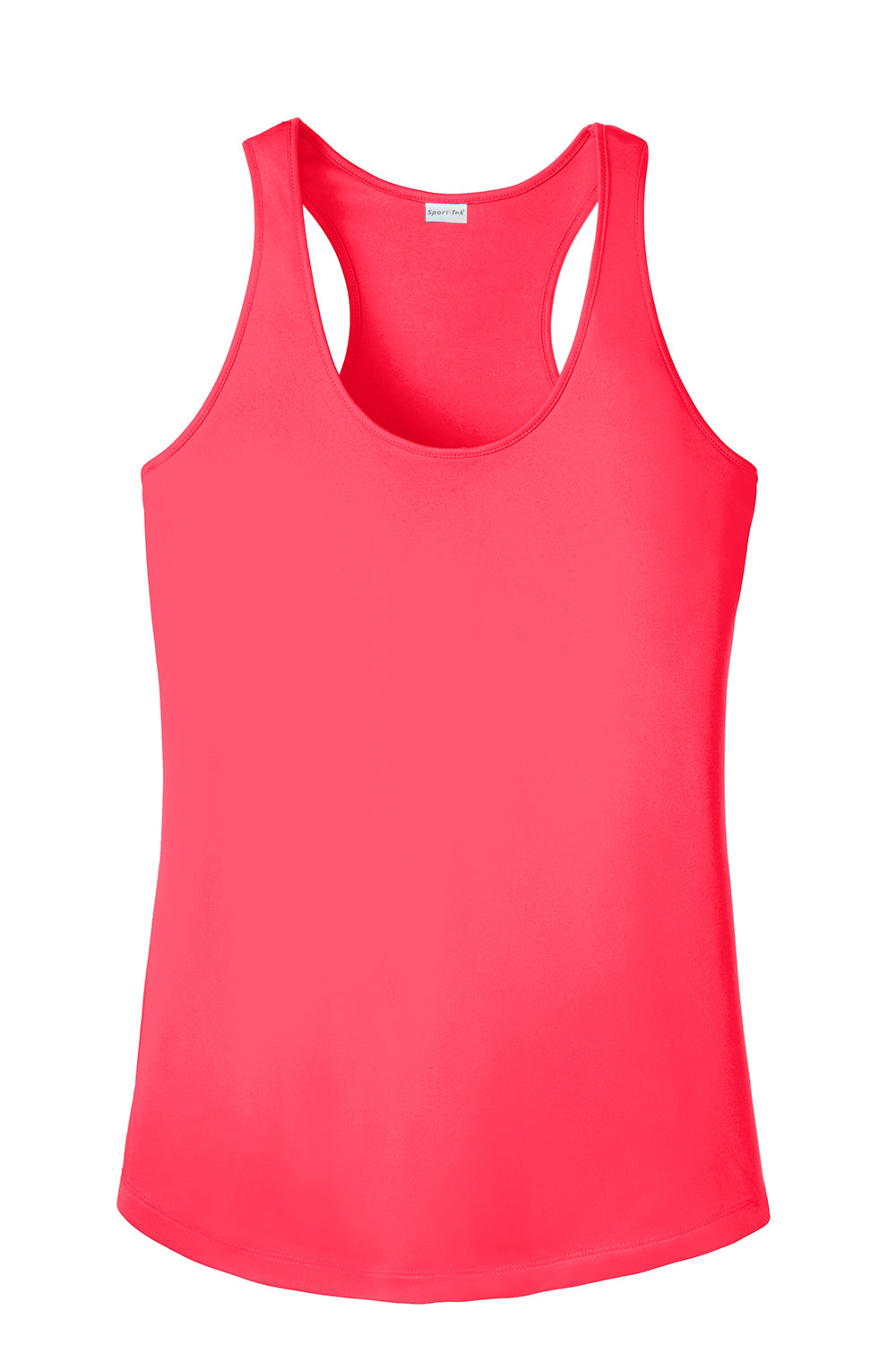 Sport-Tek LST356 Womens Competitor Moisture Wicking Tank Top Hot Coral Pink Flat Front