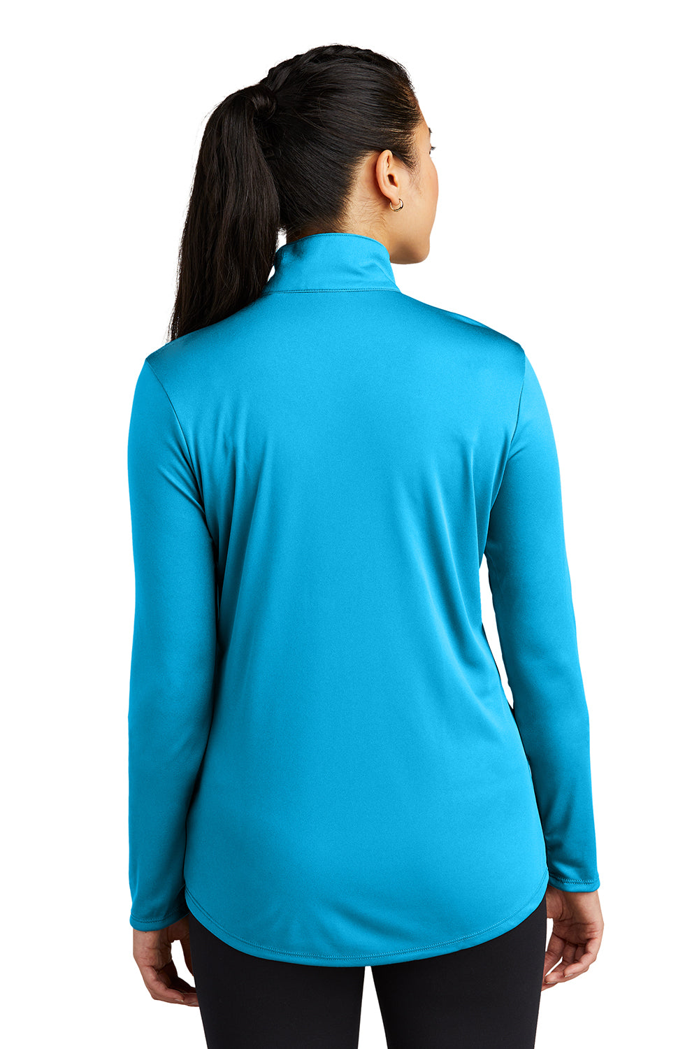 Sport-Tek LST357 Womens Competitor Moisture Wicking 1/4 Zip Sweatshirt Atomic Blue Model Back