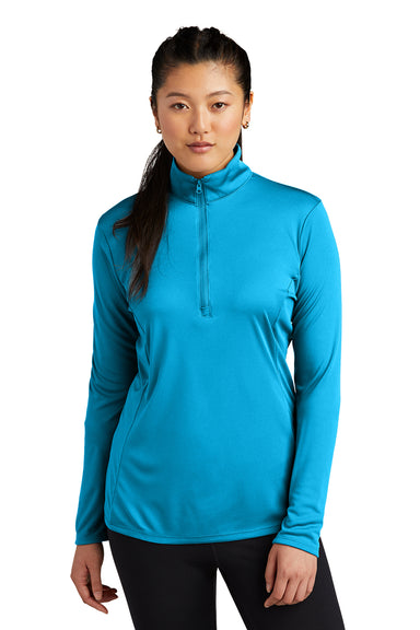 Sport-Tek LST357 Womens Competitor Moisture Wicking 1/4 Zip Sweatshirt Atomic Blue Model Front