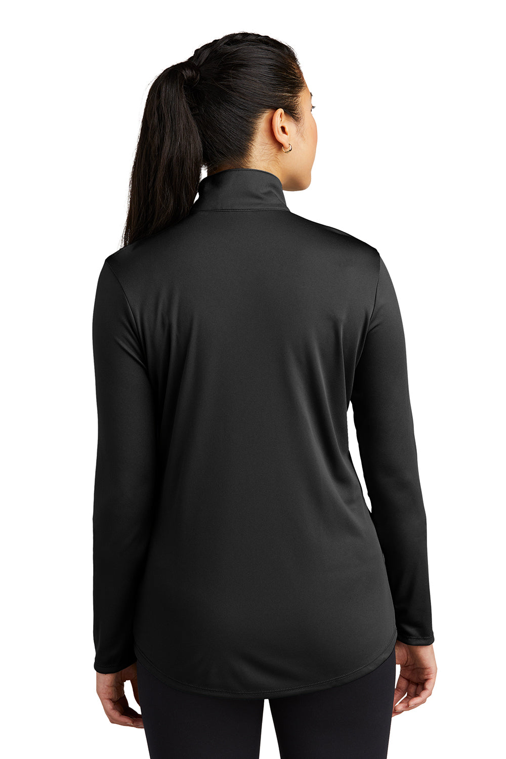 Sport-Tek LST357 Womens Competitor Moisture Wicking 1/4 Zip Sweatshirt Black Model Back