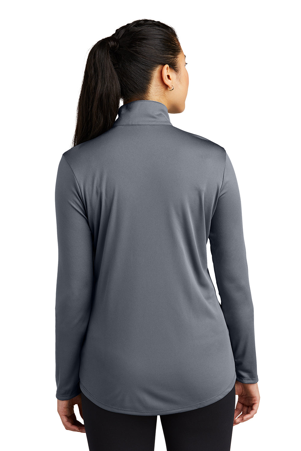 Sport-Tek LST357 Womens Competitor Moisture Wicking 1/4 Zip Sweatshirt Concrete Grey Model Back