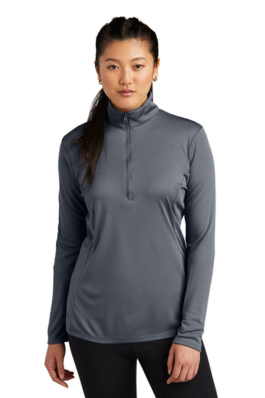 Sport-Tek LST357 Womens Competitor Moisture Wicking 1/4 Zip Sweatshirt Concrete Grey Model Front