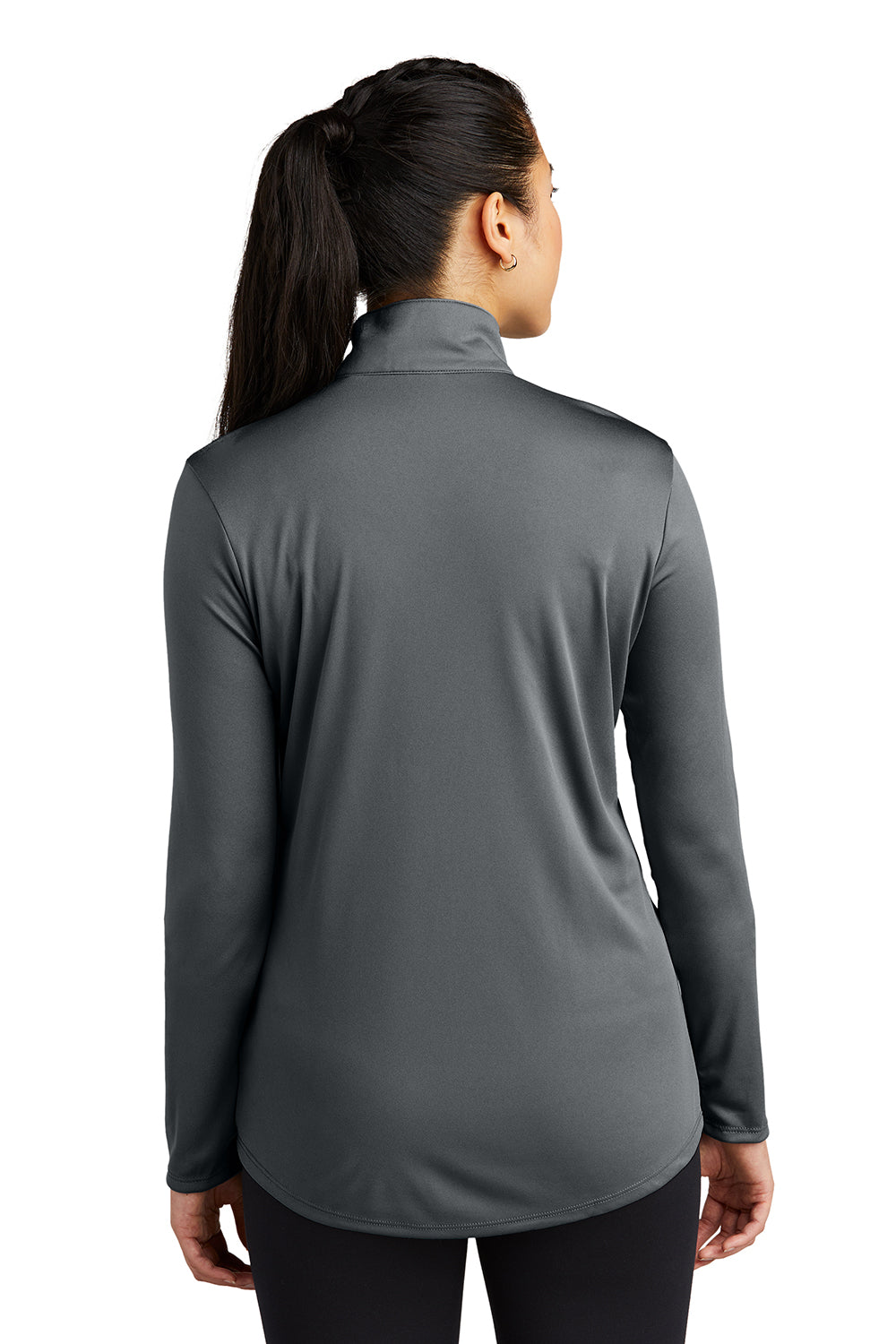 Sport-Tek LST357 Womens Competitor Moisture Wicking 1/4 Zip Sweatshirt Iron Grey Model Back