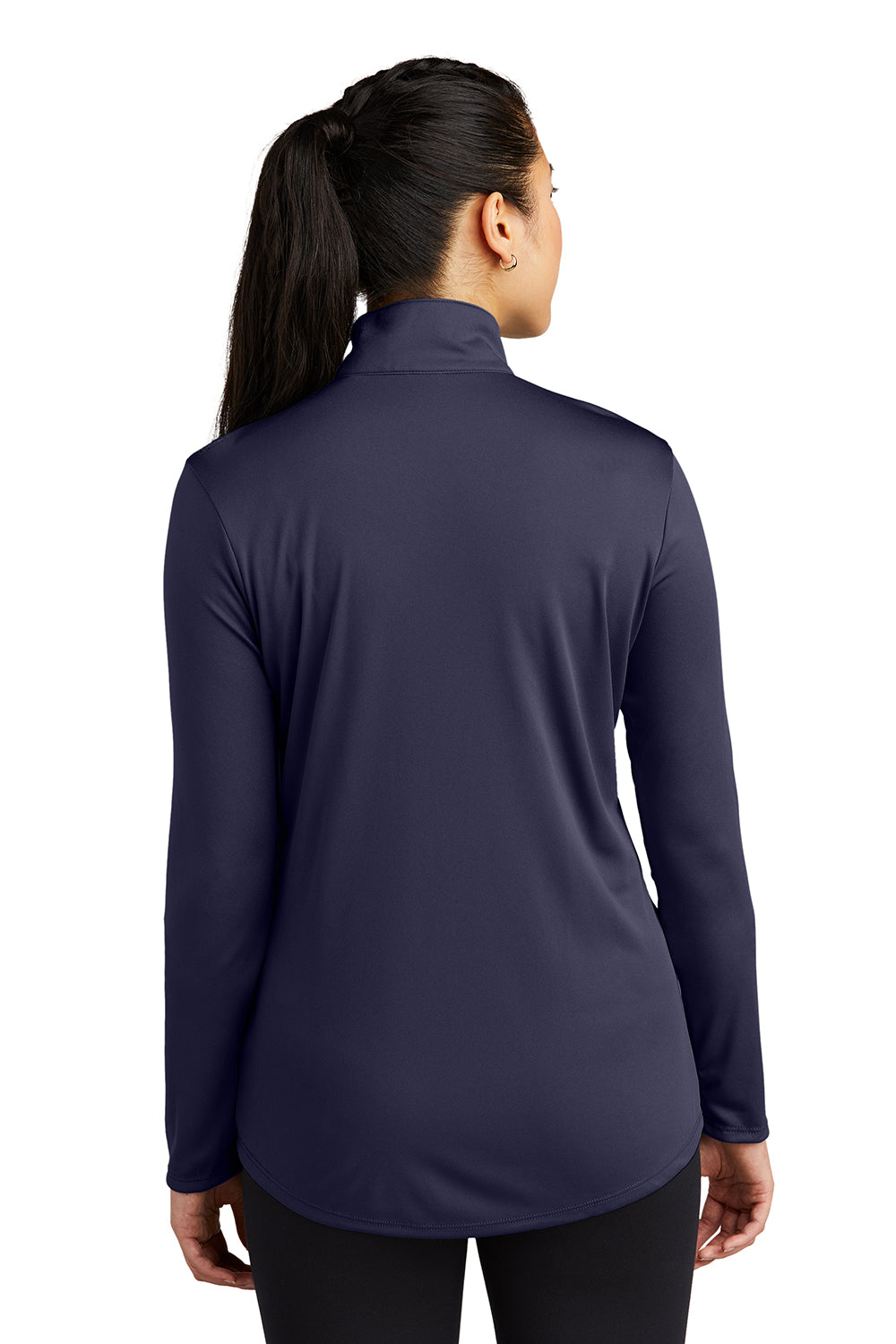 Sport-Tek LST357 Womens Competitor Moisture Wicking 1/4 Zip Sweatshirt True Navy Blue Model Back