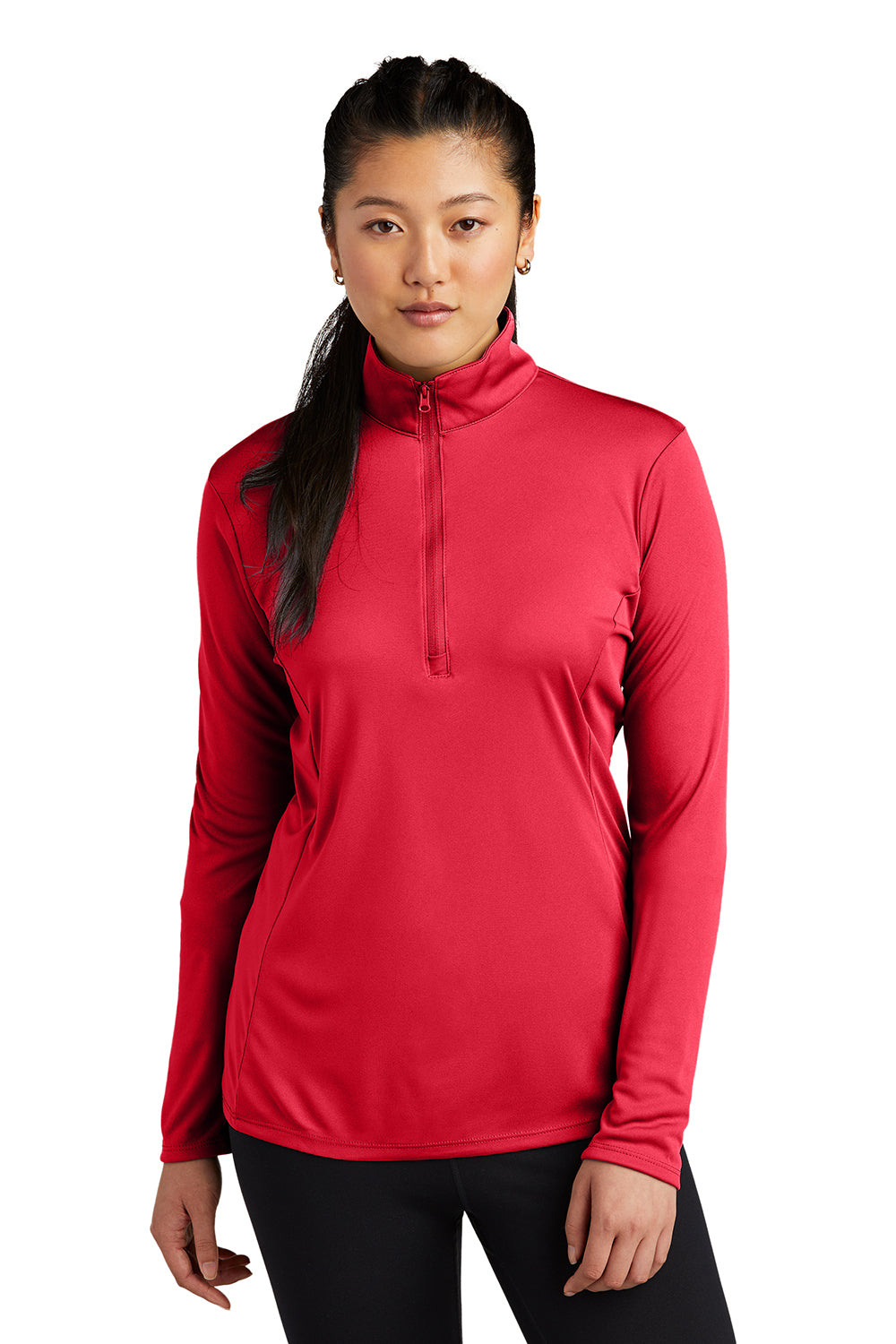 Sport-Tek LST357 Womens Competitor Moisture Wicking 1/4 Zip Sweatshirt True Red Model Front